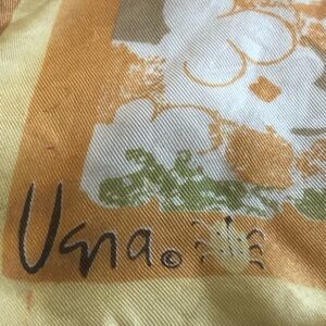 Vera vintage floral silk scarf. Orange yellow green white classic 40x14